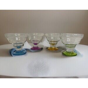 Festive Bowls Crystal Margarita or Dessert Ice Cream1CupTeal Lime Amber Plum 4”